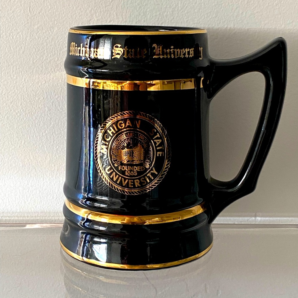 MICHIGAN STATE UNIVERSITY vintage style large beer stein mug  Black & Gold. EUC